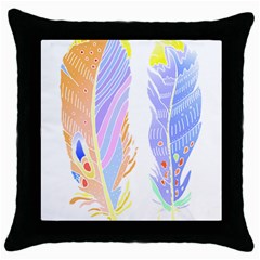 Feathers Design T- Shirtfeathers T- Shirt Throw Pillow Case (black) by EnriqueJohnson