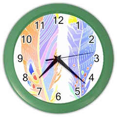 Feathers Design T- Shirtfeathers T- Shirt Color Wall Clock by EnriqueJohnson