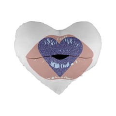 Lips -18 Standard 16  Premium Flano Heart Shape Cushions by SychEva