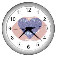 Lips -18 Wall Clock (silver) by SychEva