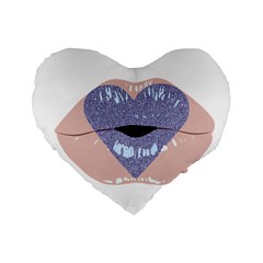 Lips -18 Standard 16  Premium Heart Shape Cushions by SychEva