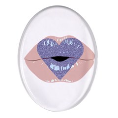 Lips -18 Oval Glass Fridge Magnet (4 Pack) by SychEva