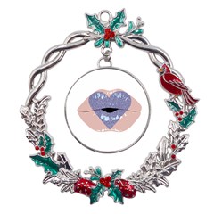 Lips -18 Metal X mas Wreath Holly Leaf Ornament by SychEva