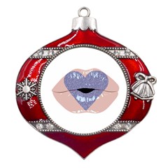 Lips -18 Metal Snowflake And Bell Red Ornament by SychEva