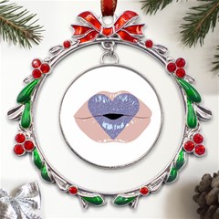 Lips -18 Metal X mas Wreath Ribbon Ornament