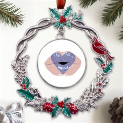 Lips -18 Metal X mas Wreath Holly Leaf Ornament