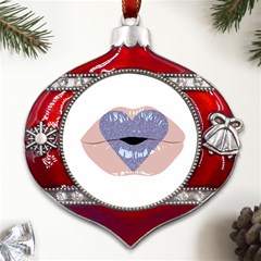 Lips -18 Metal Snowflake And Bell Red Ornament