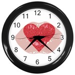 Lips -16 Wall Clock (Black) Front