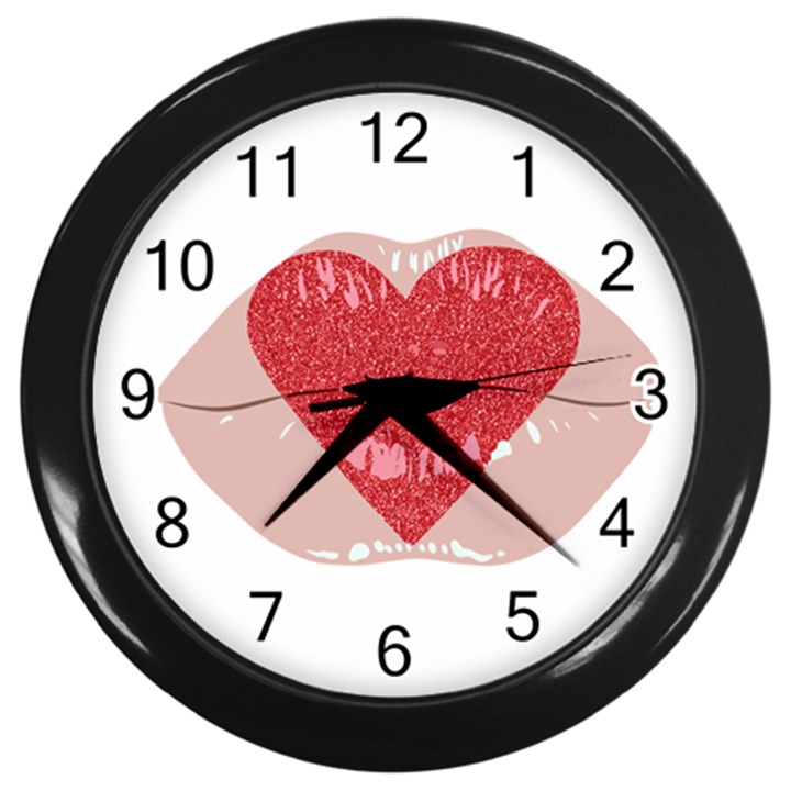 Lips -16 Wall Clock (Black)