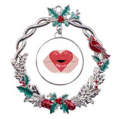 Lips -16 Metal X mas Wreath Holly Leaf Ornament by SychEva