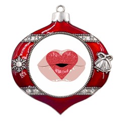 Lips -16 Metal Snowflake And Bell Red Ornament by SychEva