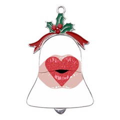 Lips -16 Metal Holly Leaf Bell Ornament by SychEva