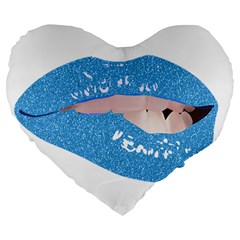 Lips -21 Large 19  Premium Flano Heart Shape Cushions by SychEva