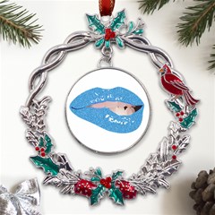 Lips -21 Metal X mas Wreath Holly Leaf Ornament