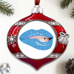 Lips -21 Metal Snowflake And Bell Red Ornament