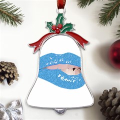 Lips -21 Metal Holly Leaf Bell Ornament