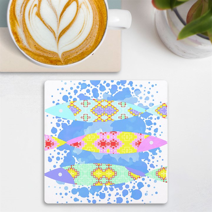 Fishing Lover T- Shirtfish T- Shirt (4) UV Print Square Tile Coaster 