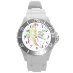 Fishing Lover T- Shirtfish T- Shirt (5) Round Plastic Sport Watch (L) Front