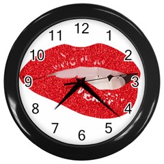 Lips -25 Wall Clock (black) by SychEva