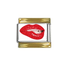 Lips -25 Gold Trim Italian Charm (9mm) by SychEva