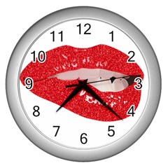 Lips -25 Wall Clock (silver) by SychEva