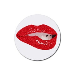 Lips -25 Rubber Round Coaster (4 Pack) by SychEva