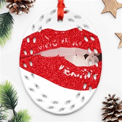 Lips -25 Oval Filigree Ornament (two Sides) by SychEva