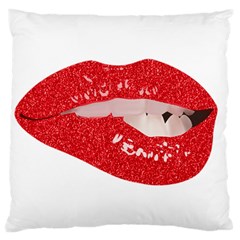 Lips -25 Large Premium Plush Fleece Cushion Case (one Side) by SychEva