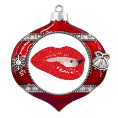 Lips -25 Metal Snowflake And Bell Red Ornament by SychEva