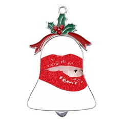 Lips -25 Metal Holly Leaf Bell Ornament by SychEva