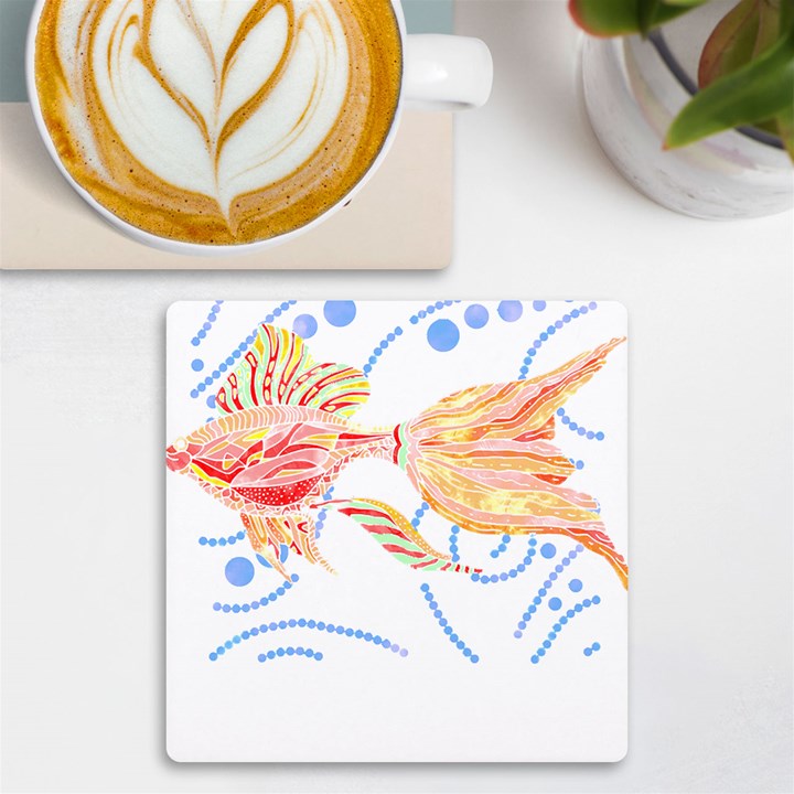 Fishing Lover T- Shirtfish T- Shirt (7) UV Print Square Tile Coaster 