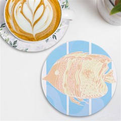 Fishingtshirt T- Shirtfish T- Shirt (1) Uv Print Round Tile Coaster by EnriqueJohnson