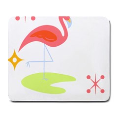 Flamingo T- Shirt Mid- Century Modern Pink Flamingo With Retro Icons Repeating Pattern T- Shirt Large Mousepad by EnriqueJohnson