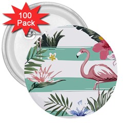 Flamingos T- Shirt Flamingos Tropical Pattern T- Shirt 3  Buttons (100 Pack)  by EnriqueJohnson