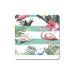 Flamingos T- Shirt Flamingos Tropical Pattern T- Shirt Square Magnet