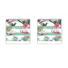 Flamingos T- Shirt Flamingos Tropical Pattern T- Shirt Cufflinks (square) by EnriqueJohnson