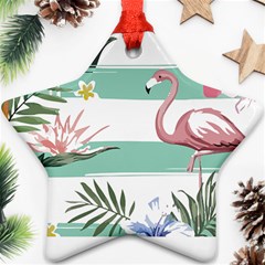 Flamingos T- Shirt Flamingos Tropical Pattern T- Shirt Star Ornament (two Sides) by EnriqueJohnson