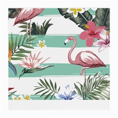 Flamingos T- Shirt Flamingos Tropical Pattern T- Shirt Medium Glasses Cloth (2 Sides) by EnriqueJohnson