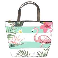 Flamingos T- Shirt Flamingos Tropical Pattern T- Shirt Bucket Bag by EnriqueJohnson