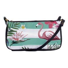 Flamingos T- Shirt Flamingos Tropical Pattern T- Shirt Shoulder Clutch Bag by EnriqueJohnson