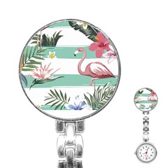 Flamingos T- Shirt Flamingos Tropical Pattern T- Shirt Stainless Steel Nurses Watch by EnriqueJohnson