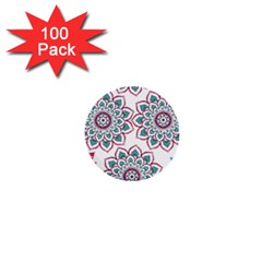 Floral Mandala T- Shirt Colorful Lotus Flower Mandala Art Pattern 1  Mini Buttons (100 Pack)  by EnriqueJohnson