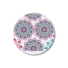 Floral Mandala T- Shirt Colorful Lotus Flower Mandala Art Pattern Rubber Round Coaster (4 Pack) by EnriqueJohnson