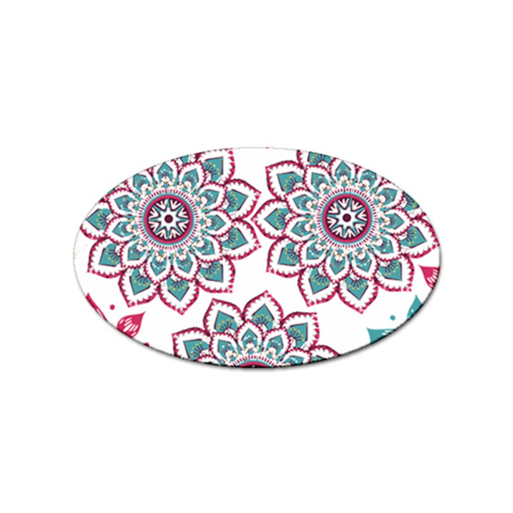 Floral Mandala T- Shirt Colorful Lotus Flower Mandala Art Pattern Sticker (Oval)