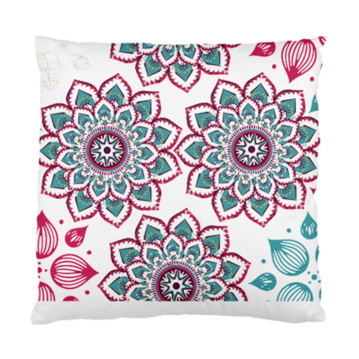 Floral Mandala T- Shirt Colorful Lotus Flower Mandala Art Pattern Standard Cushion Case (One Side)