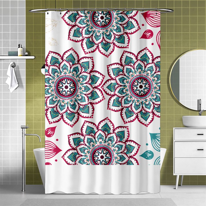 Floral Mandala T- Shirt Colorful Lotus Flower Mandala Art Pattern Shower Curtain 48  x 72  (Small) 