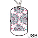 Floral Mandala T- Shirt Colorful Lotus Flower Mandala Art Pattern Dog Tag USB Flash (One Side) Front