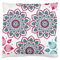 Floral Mandala T- Shirt Colorful Lotus Flower Mandala Art Pattern Large Cushion Case (one Side) by EnriqueJohnson