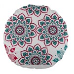 Floral Mandala T- Shirt Colorful Lotus Flower Mandala Art Pattern Large 18  Premium Round Cushions Front