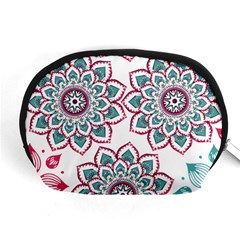 Floral Mandala T- Shirt Colorful Lotus Flower Mandala Art Pattern Accessory Pouch (medium) by EnriqueJohnson